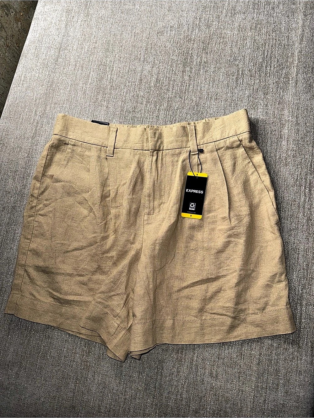 Xpress Linen Short Linen Shorts in Beige Size 8 NWT